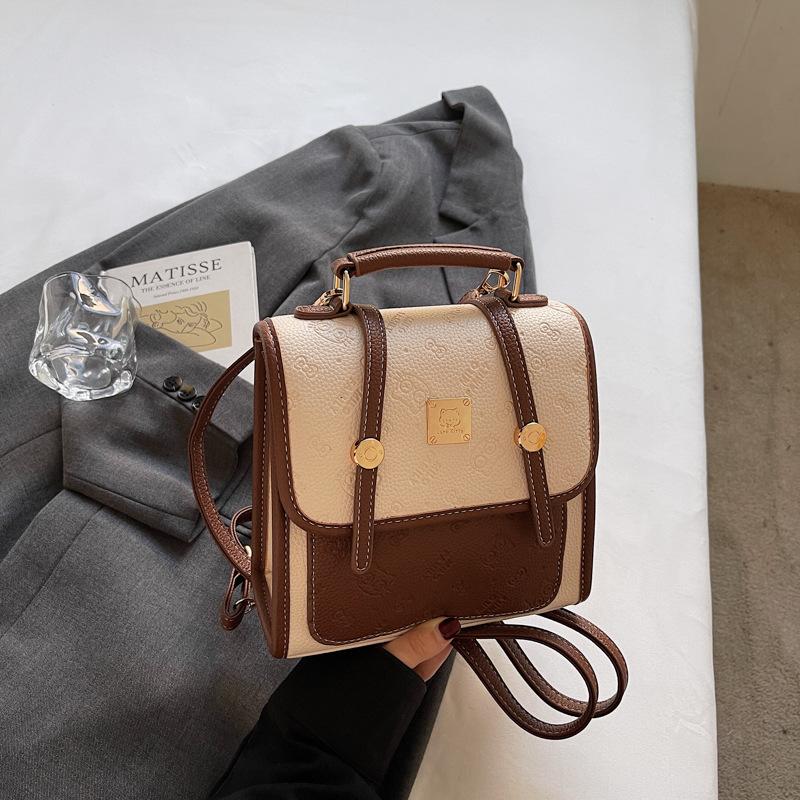 Schoolbag1011 New Korean Version Ins Retro Backpack Bag Women's Niche Fashion Textured Shoulder Bag Commuter Casual Backpack