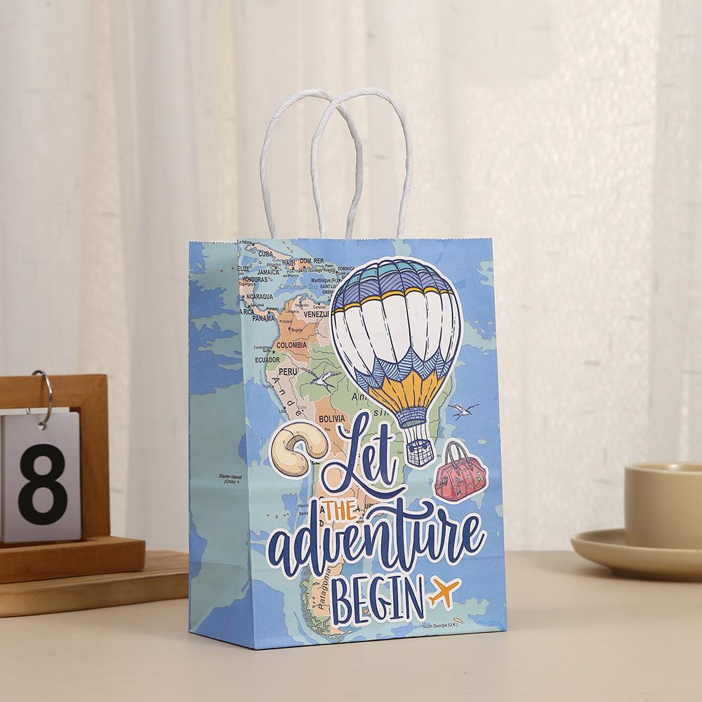 

6/12/24/30pack Adventure Awaits Paper Bags with Handles Travel Retirement Let the Adventure Begins Birthday Party Decors Favors 6pcs