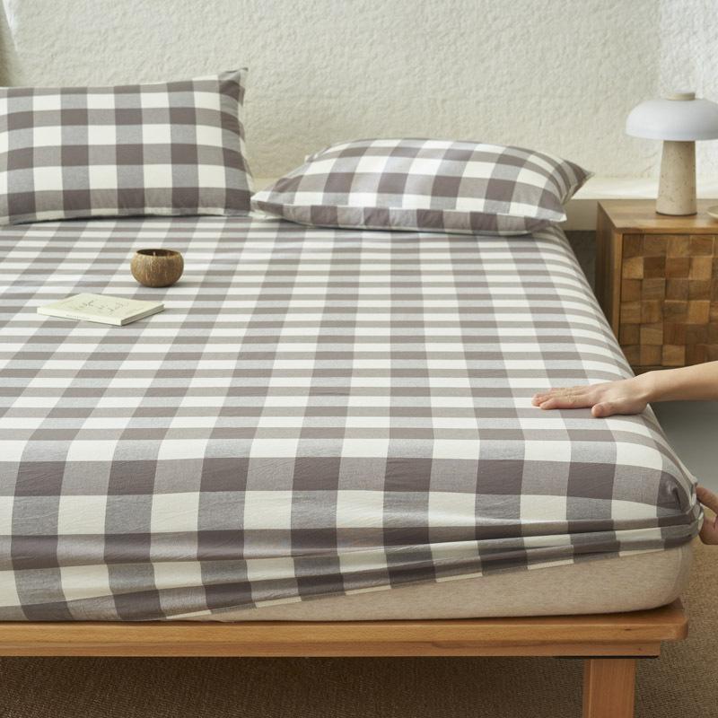

Premium Cotton Plain Fitted Sheet Deep Pocket Elastic Edges Non Slip Sheet Home Mattress Protector Soft Sheets Couvre Lit 120x200cm