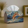 1pc Tissue Box Holder with Artistic Natural Dramatic Design-Fish Landscape Illustration,Durable Polyester,Ideal for Kitchen,Living Room,Bedroom,Bathro