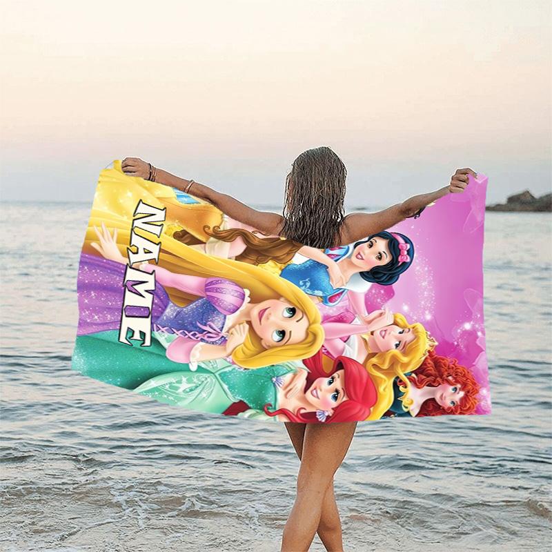 1pc Princess6 Beach Towel with Custom Name, Beach/Swimming/Bath/Picnic/Camping Towel, Suitable for Seaside Beaches