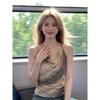 Smudged Striped Swinging Neck V-neck Beautiful Small Suspender Vest for Women's Summer Outer Wear Design Sense, Sleeveless Top Inside