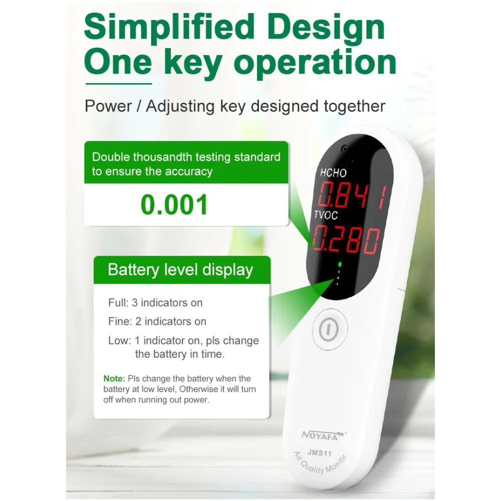 Air Monitor Tester JMS11 HCHO TVOC Air Quality Detector Gas Formaldehyde Test Indoor Pollution Meter For Car Home Office