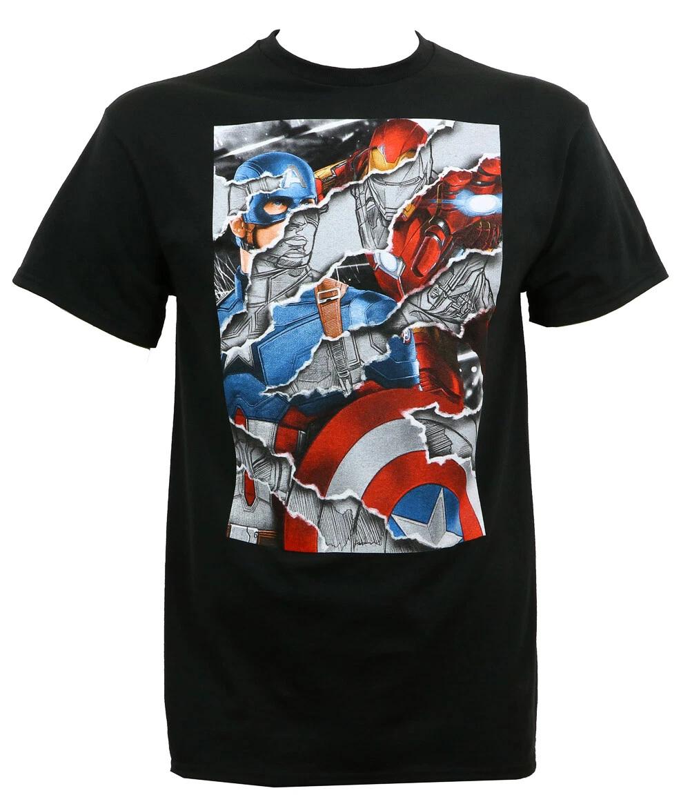 MARVEL CIVIL WAR Uncivilized Captain America Iron Man T-Shirt S NEW L