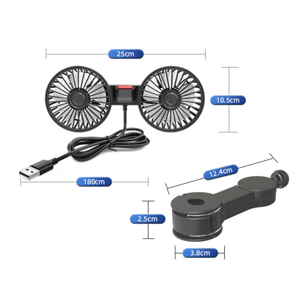 Car Seat Back Cooling Fan Dual Head Fan Rotation Auto Headrest Ventilation Fan Neck Cooler Car Interior