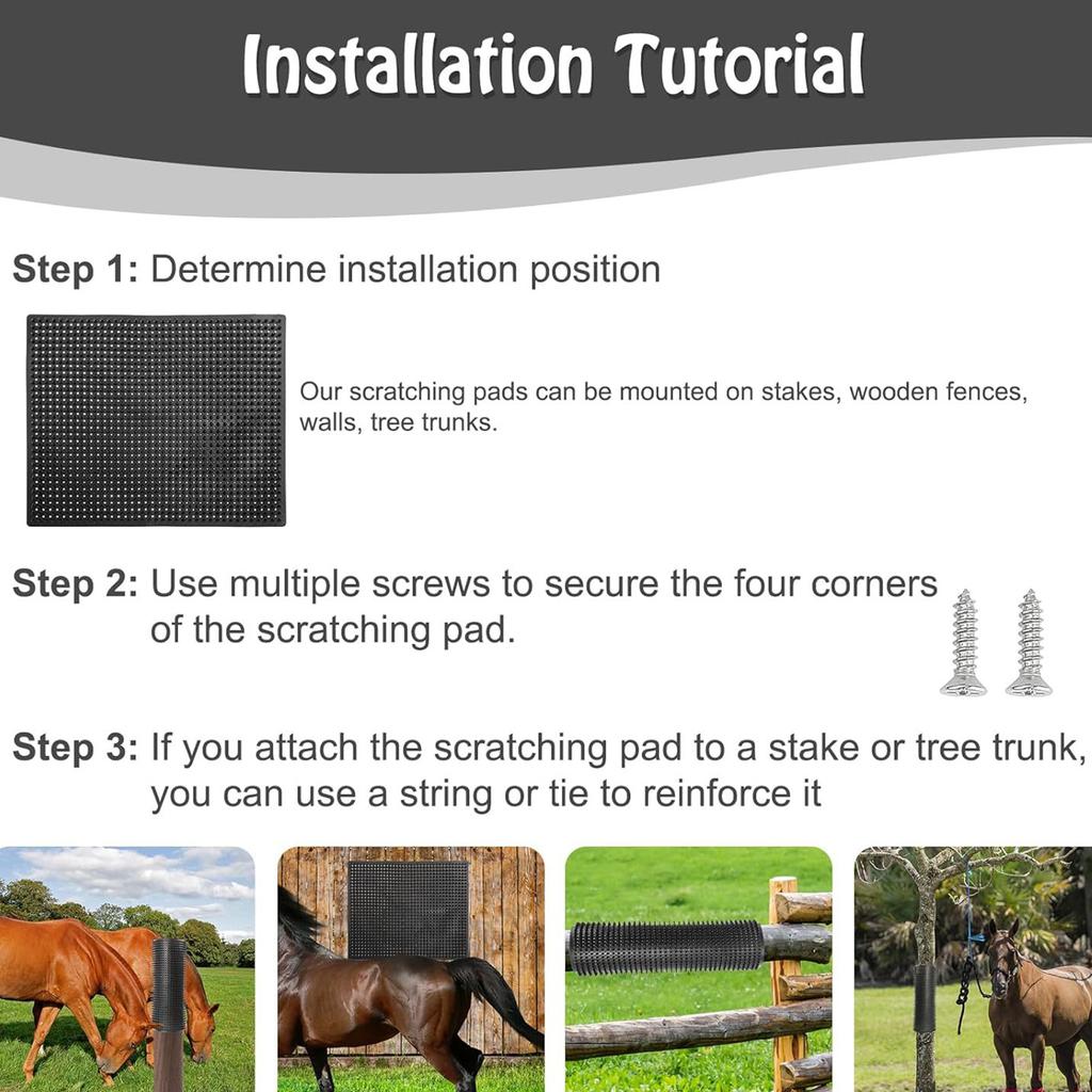 Cow Scratcher Grooming Shedding Anti-Itching Horse Cow Scratcher Horse Scratching Post Pad for Cattle Cow Dog Sheep Farm Barn
