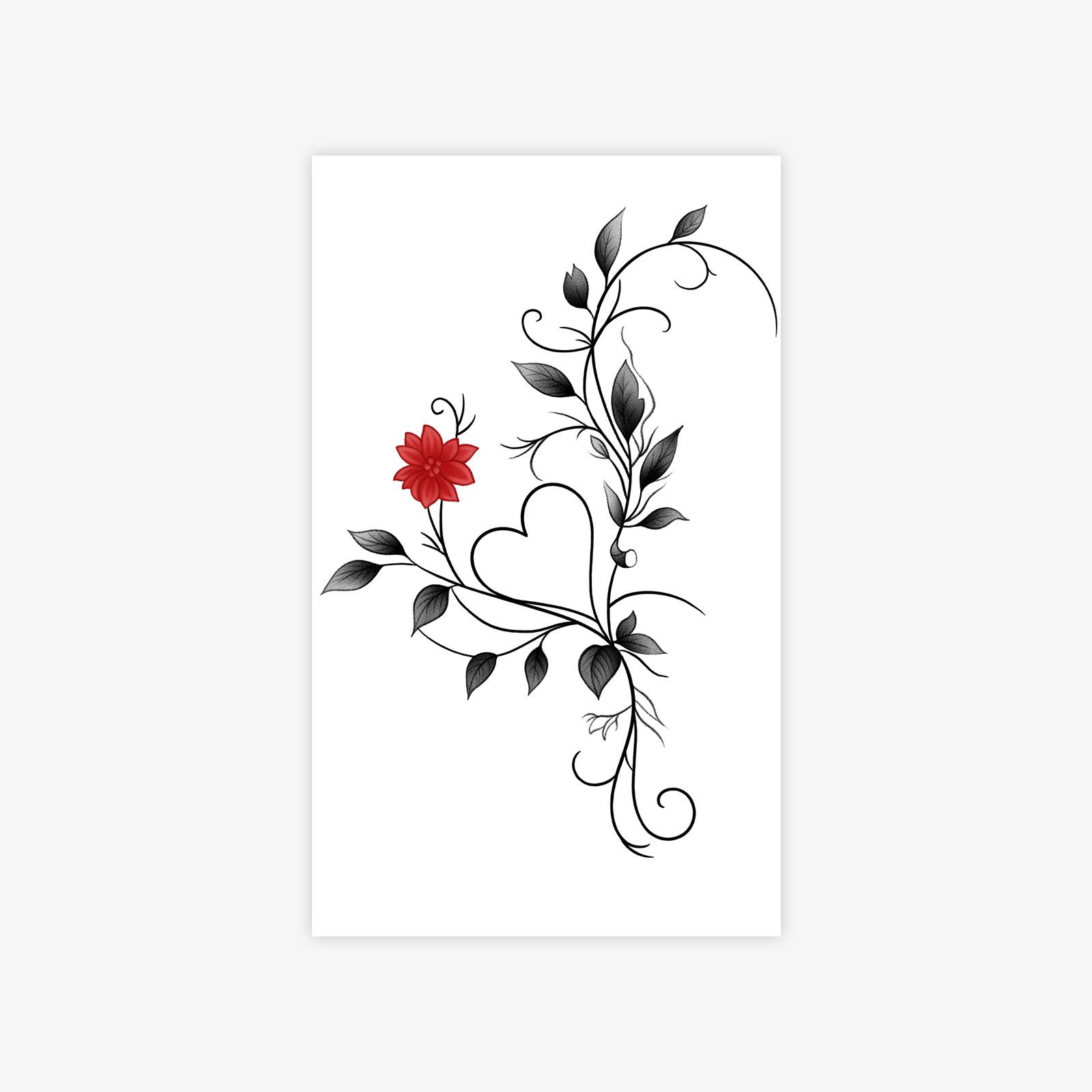 Love Wicker Flower Tattoo Sticker Small Fresh Niche High Value Tattoo Sticker 9*15