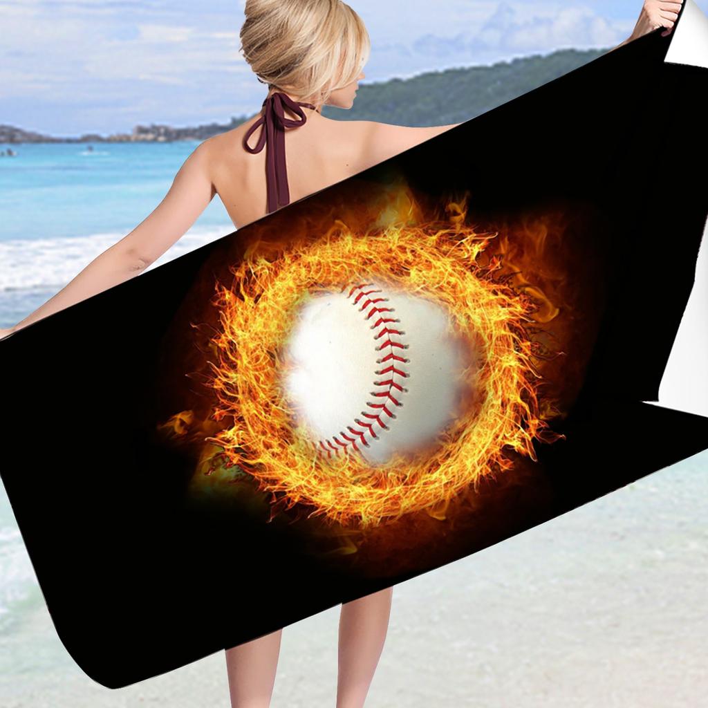 Baseball-Strandtuch, schnell trocknend, tragbar, Badetuch, Baseball-bedrucktes Strandtuch