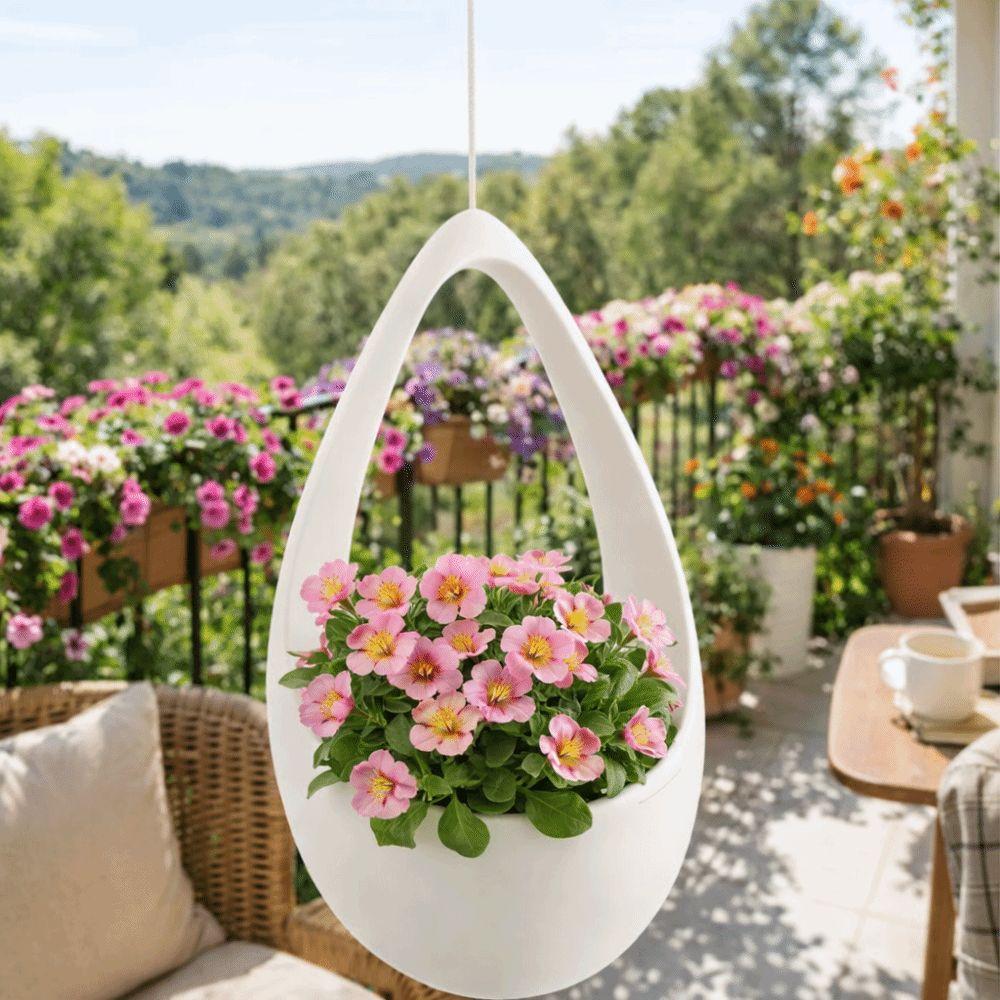 Thickened Hanging Flower Pot Large Capacity Breathable Vertical Planter Basket Chain Hooks Decorative Hanging Planter