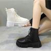 Women new winter short boots Women Thick bottom Leather Ankle Booties Mujer anti-skid walking shoes Lace up zipper female boots