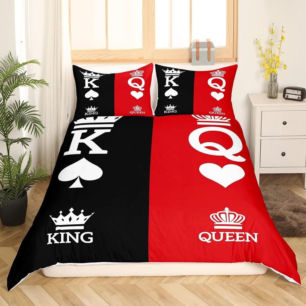 Couple Black And Red Series Three-Piece 3D Digital Printing, Bedding