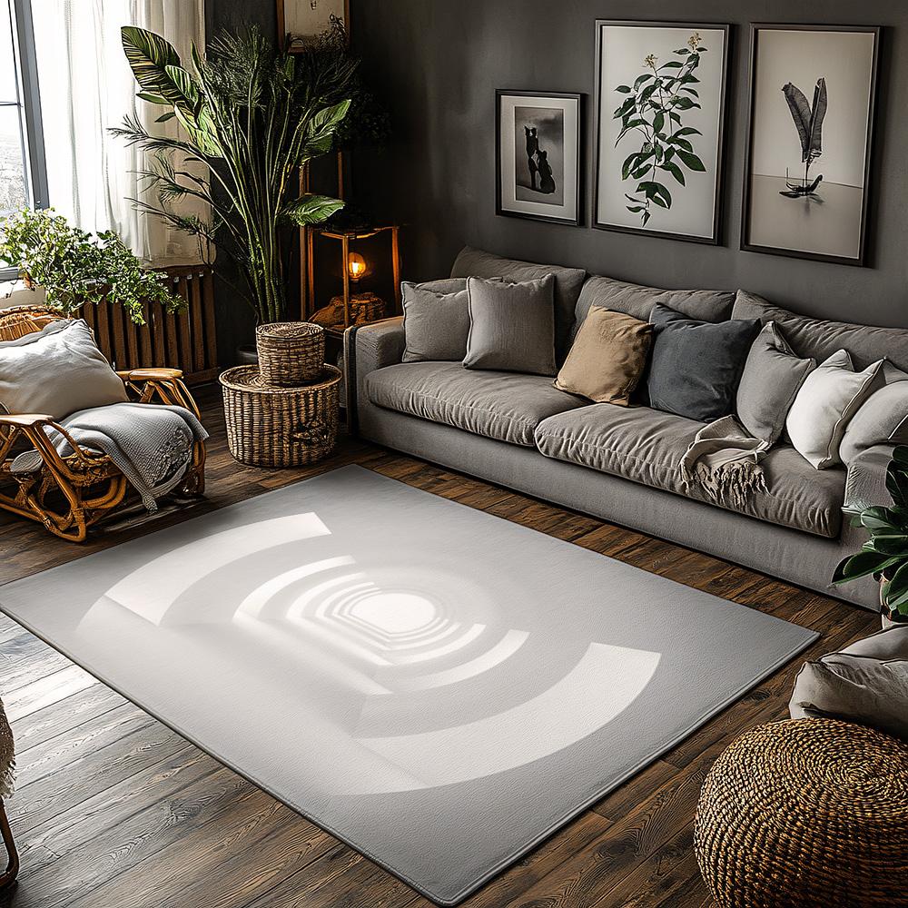 

Tuniu Grey Geometric Circles Non-Slip Rug for Living Room Bedroom Kitchen Floor Mat 50x80cm