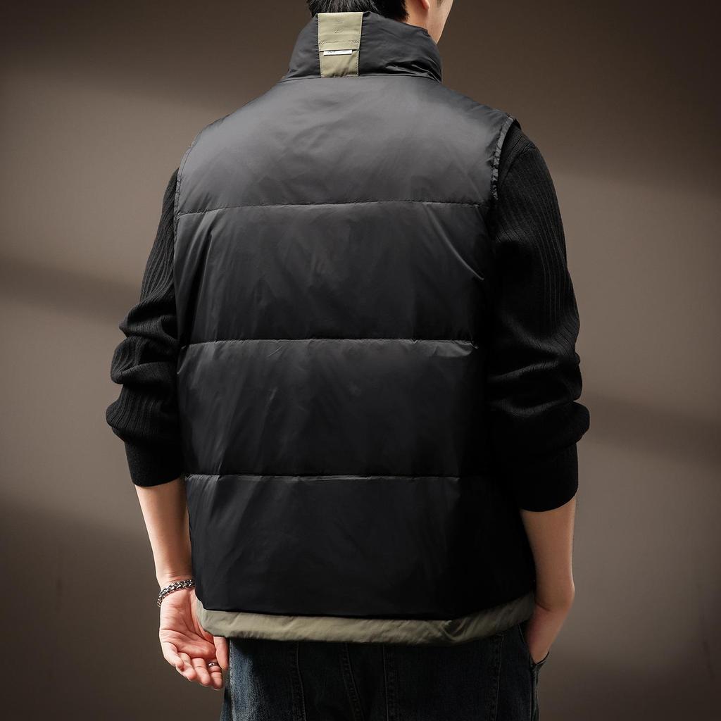 Men's Winter White Duck Down Vest - High-End, Lightweight, Stand-Up Collar, Warm and Thickened Sleeveless Outerwear