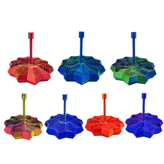 3D Printed Fractal Fidget Star Stress Anxiety Relief Expanded Star Sensory Toy with Handle Whirling Spiral Expandable Star Decompression Toy
