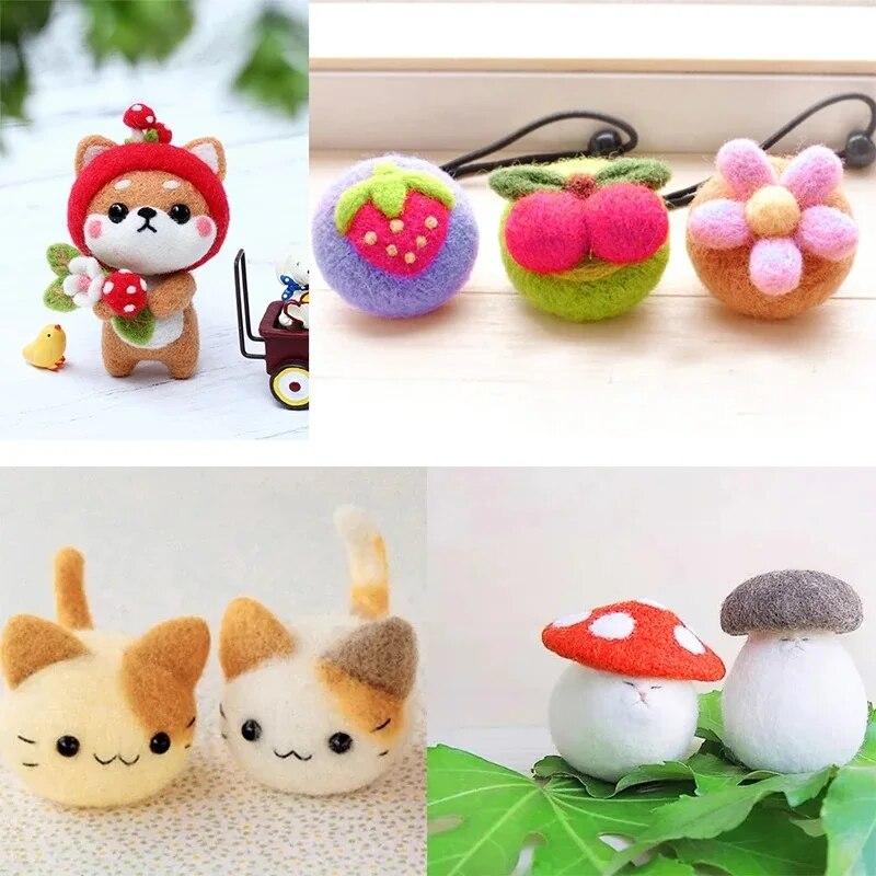BUDDUR Multicolor Wool Felting Kit With Felting Needles And Finger-cot For Doll Making DIY Handmade Craft Accessories Tool Set