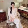 French Pajamas Women's Spring and Autumn 1011 New High-end Butterfly Jacquard Long-sleeved Trousers Loungewear Set Can Be Worn Outside