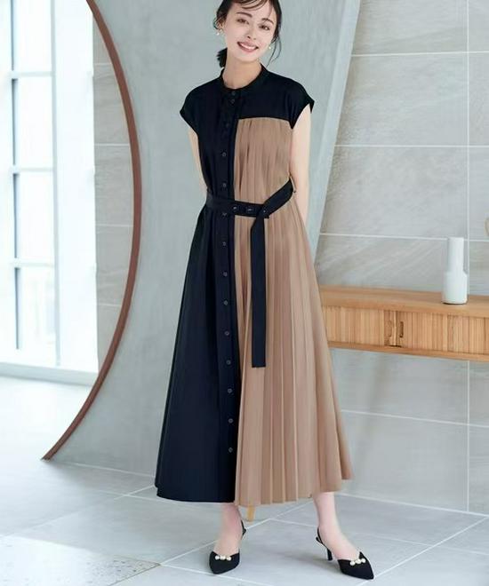 Korean-Style Temperament Pleated Dress - 2025 Short-Sleeved Edition