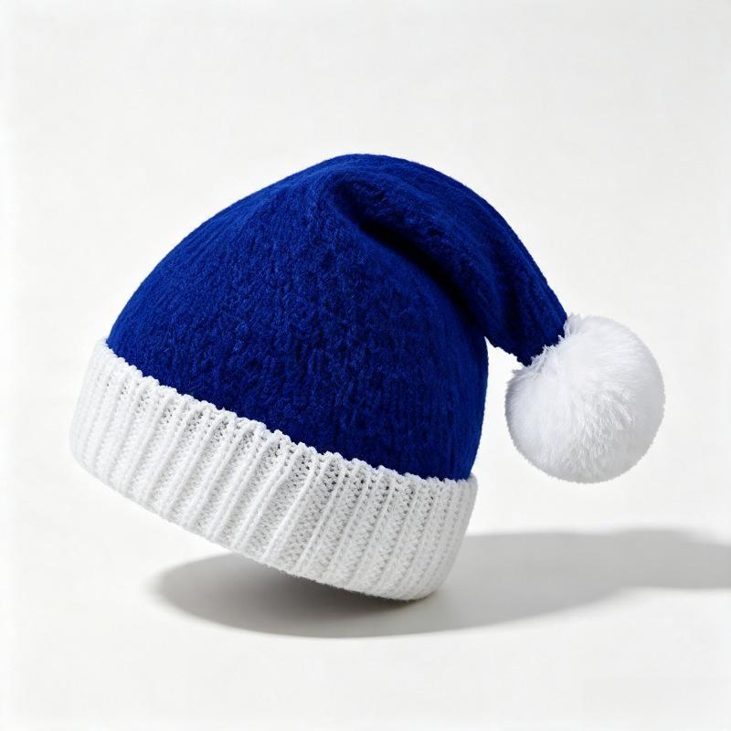 Christmas hairball knitted hat adult thickened thick thread wool hat holiday party photo Christmas hat spot