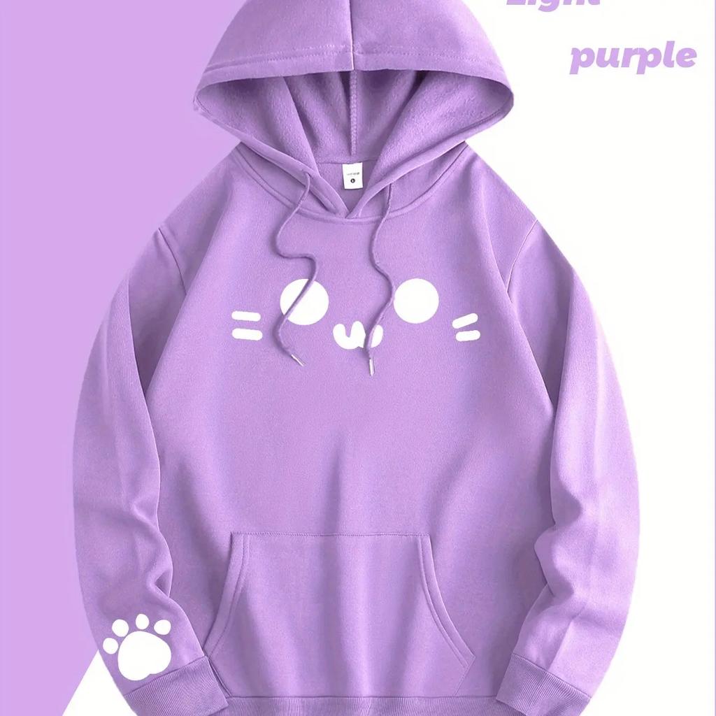 2025 kusů pánských módních mikin s kapucí, s roztomilými potisky spící kočky, z měkkého polyesterového materiálu, přední kapsa s kang