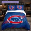 Set Biancheria da Letto 3 Pezzi in Microfibra con Fantasia Chicago Cubs Decorazione Copripiumino per Camera da Letto Uso Domestico