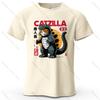 Catzilla Creative Printed Unisexs Tshirt 100 Cotton Oversized Playful Graphic Tees For Unisex Tops Tees Streetwear