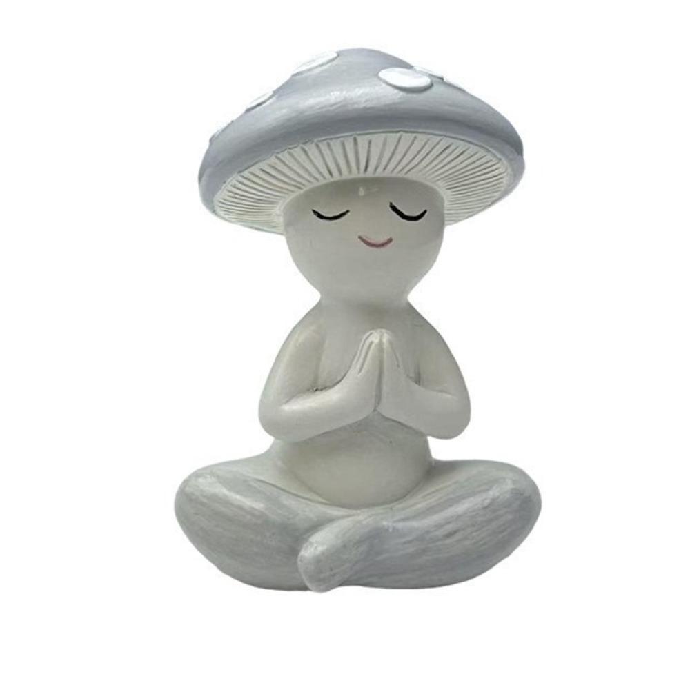 Cute Meditation Mushroom Statue Mini Mushroom Figurine Craft Mushroom Sculpture  Office Decor Style E