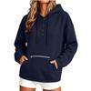 Felpa da donna con cappuccio, manica lunga, bottoni frontali, tasca, colore, per uso casual quotidiano