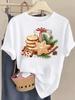 (Asian Size) watercolor trend Tee Top Christmas Festival New Year Clothing T Shirt Women Fashion Print Female Woman Short Sleeve Graphic T-shirts