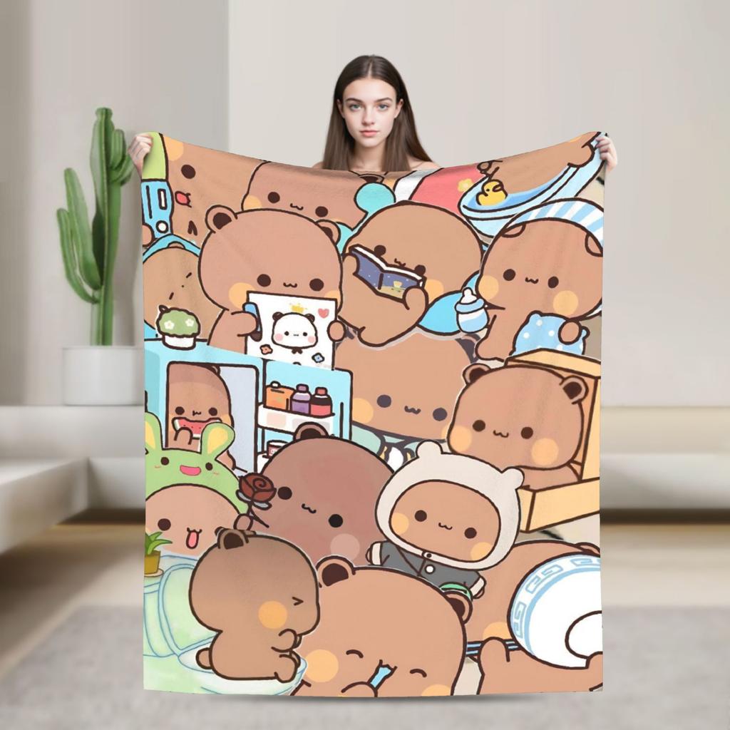 Cartoon Panda Bubu Dudu Blanket Fleece Spring Autumn   Multifunction Warm Throw Blanket for Home Bedroom Plush Thin Quilt