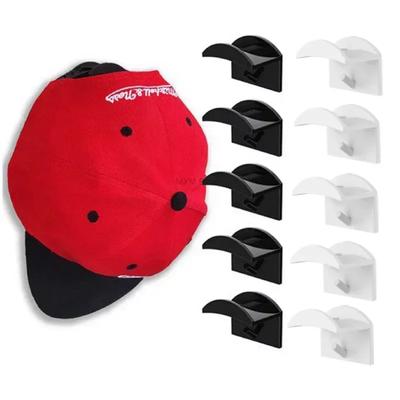 10 Pcs Caps Holder Hat Rack Adhesive Wall Hook Baseball Cap Free Punching and Pasting Portable Door Wardrobe Hooks Clothing Home