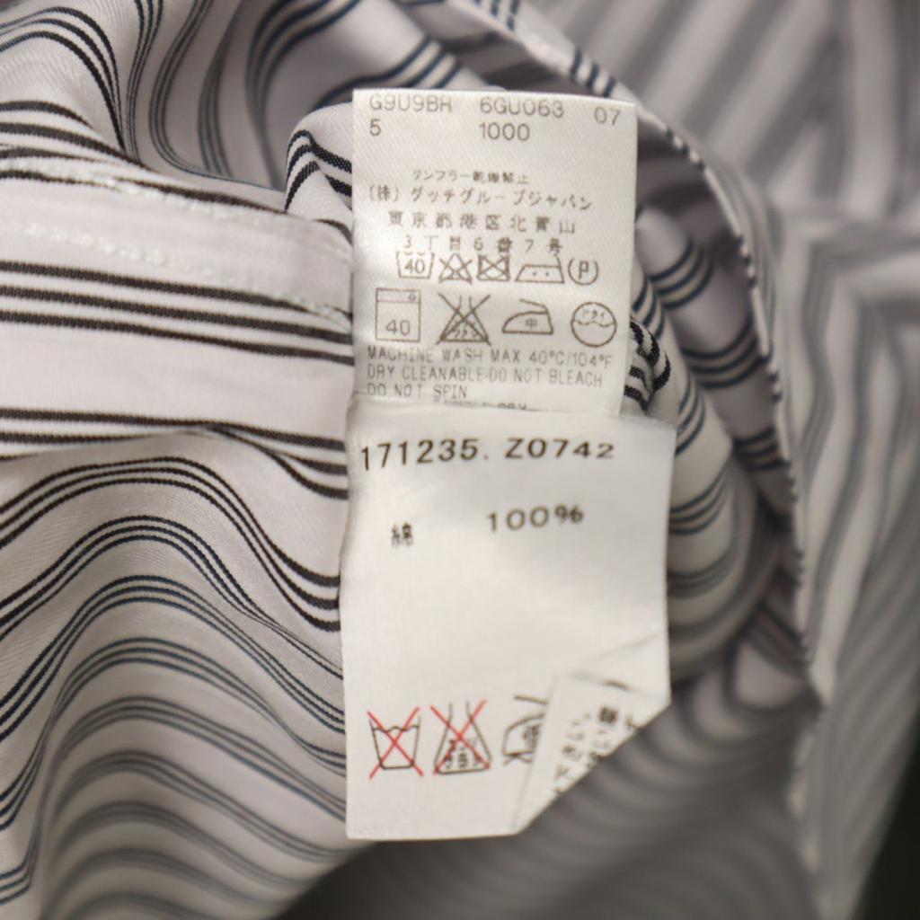 Gucci Made In Italy Striped Pattern Long Sleeve Cotton Shirt 38 Men's Used