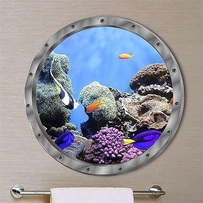 Nuevas Pegatinas de PVC para Baño Peces Submarinos Pegatinas de Pared Impermeables Capibara Delfín Tortuga Pegatinas Decoración Lavadora