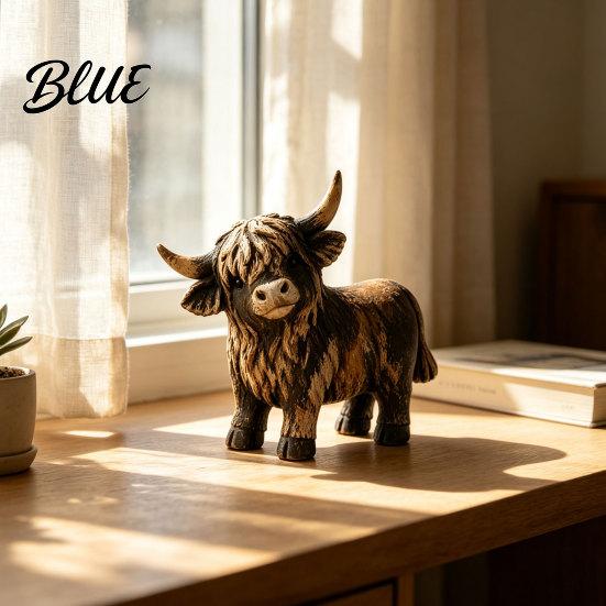 Country Style Shelf Decorations Farmhouse Highland Cow Figurine Resin Scottish Bull Statue Rustic Detailed Pastoral Home Accessories Tabletop