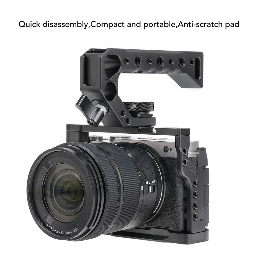 Aluminum Alloy Camera Cage for Easy Assembly and Integrated Cold Shoe Quick Release Plate for Secure Screw Screw S9, Disassembly, Mount, Arca-Style