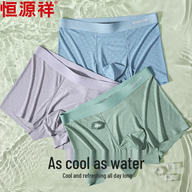 Hengyuanxiang Men's Ice Silk Mesh Boxer Briefs
