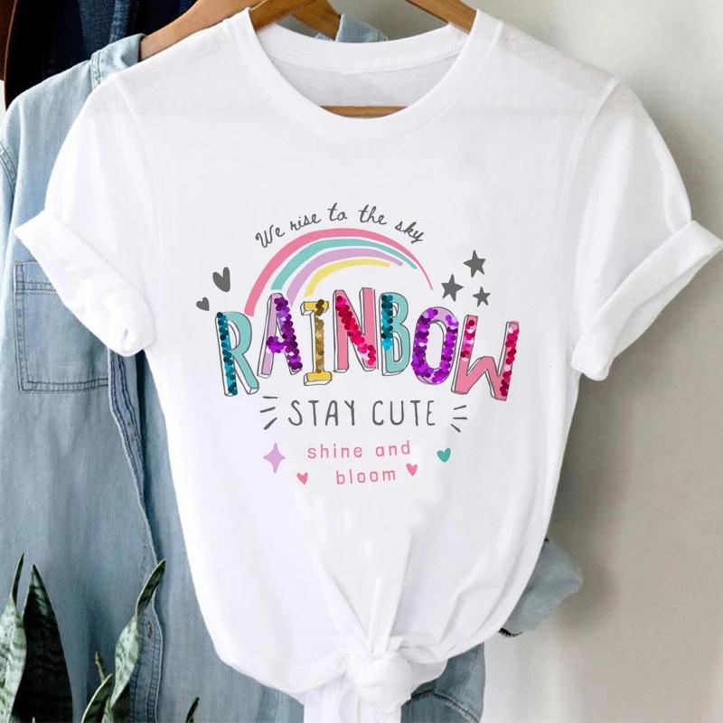 Women Ice Cream Casual Cute Beach 90s Cartoon Short Sleeve Graphic Summer Fashion Print Female Clothes Tops Tees Tshirt T-Shirt