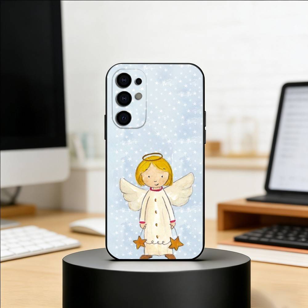 Heilender kleiner Engel Handyhülle Für Samsung S25,S24,S21,S22,S23,S30,Ultra,S20,Plus,Fe,Weiche Silikon Schwarze Hülle