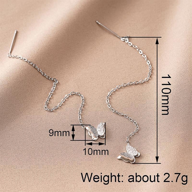Huitan Aesthetic Women Stainless Steel Drop Earrings Chain Butterfly Fresh Wedding Engagement Accessories Trendy Lady JewelryGood Product