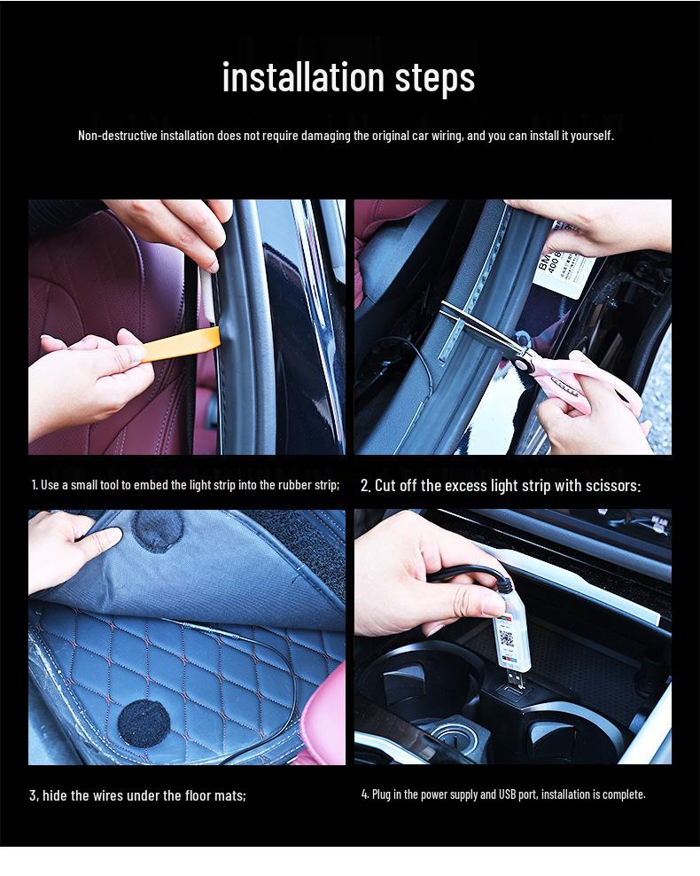 Sound-Activated LED Car Interior Ambient Light with Door Frame