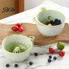 Scolapasta Rotante per Frutta Ciottolato di Bacche in Ceramica, Cesto Scolaverdure Autogirante con Fori di Scarico, Strumento di Preparazione in Cucina per Fragole