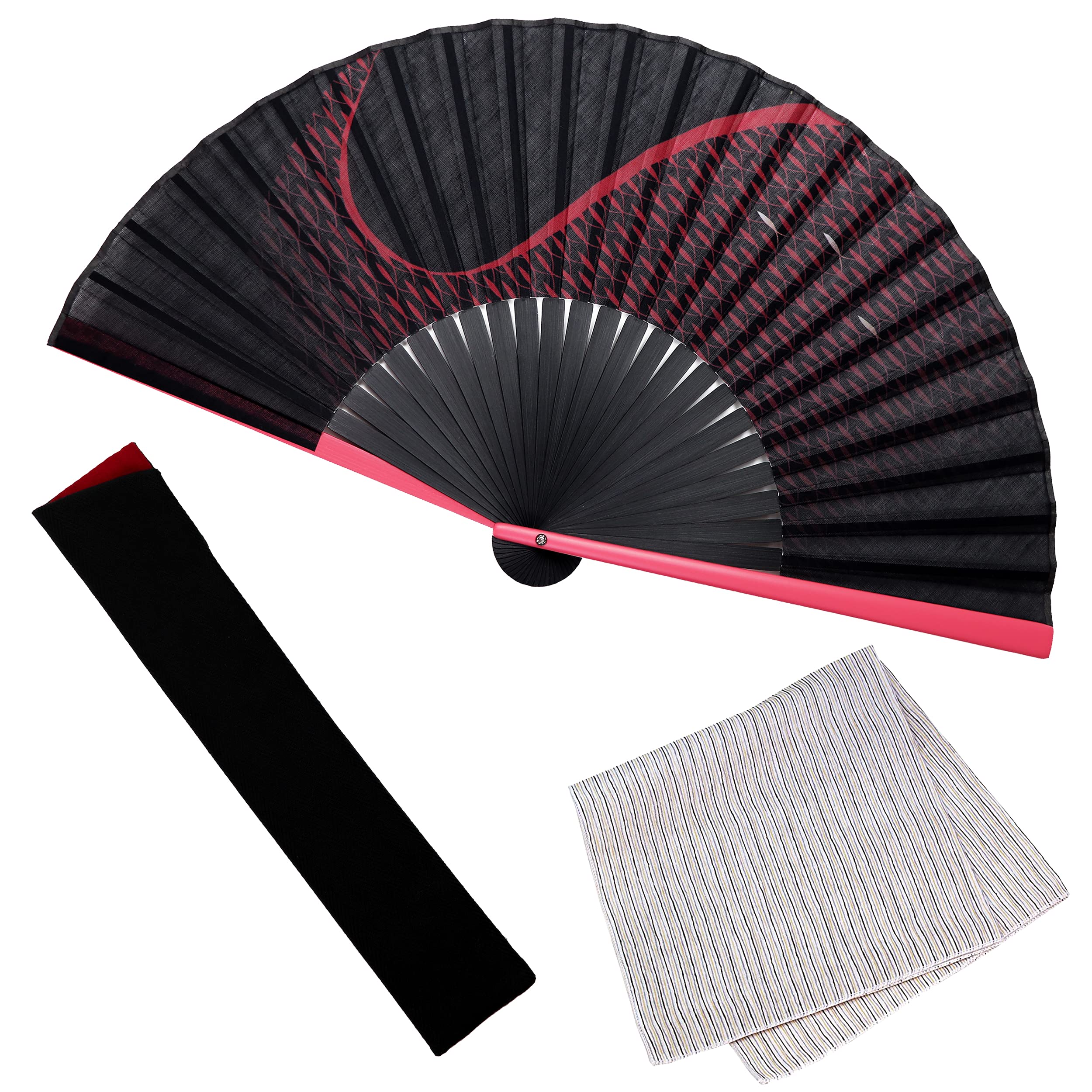 

Folding Fan for Folding Fan Folding Fan Handkerchief Fish Red [Osaka Choseido] Men, Stylish, Business, Bag, Case, Set, Gradient,