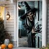 Halloween Horror Door Banner Long Haired Skeleton Ghost Haunted House Entrance Decor Spooky Theme Party  Courtyard Ornament