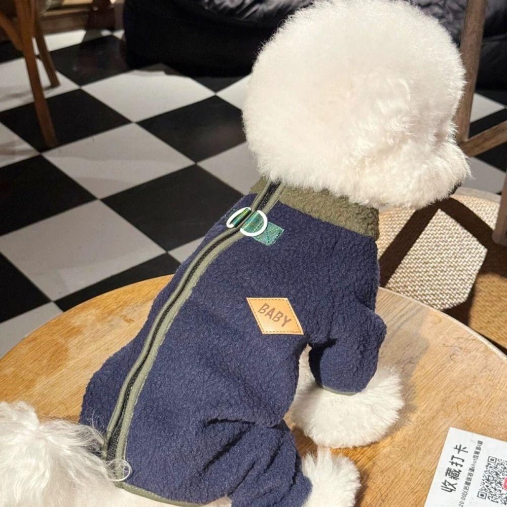 Süßer Warmer Vierbeiniger Hundekleidung Atmungsaktiver Weicher Haustier-Overall Reißverschluss Hundemantel Für Draußen
