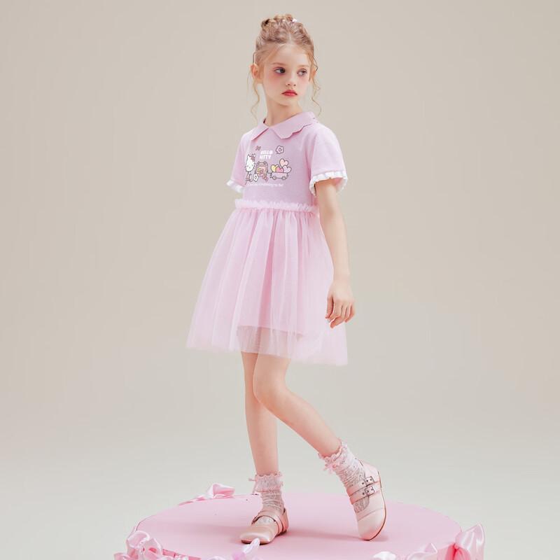 Hello Kitty Girls' Summer Cartoon Print Mesh Dress