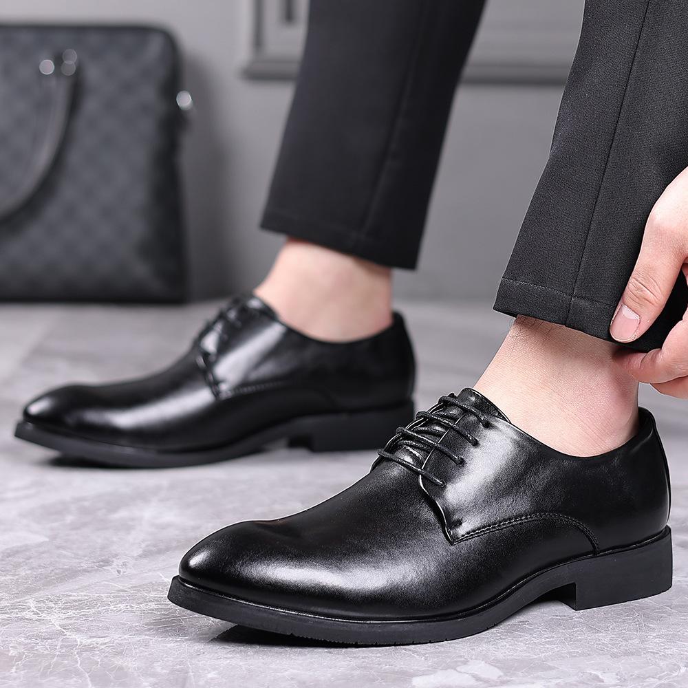 New Four Seasons Office England Derby Shoes Business Men's Versatile Dress Leather Shoes Versatile Wear-resistant Leather Shoes Men's Shoes