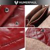 HUMERPAUL Ladies wallet first layer cowhide solid color convenient retro style short coin purse credit card storage leather solid color card case