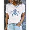 T-shirt da donna estive a maniche corte stampate, alla moda e casual, lavabili in lavatrice, vestibilità comoda, stampa piatta 2D