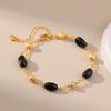 Goldfarbene Glücks-Transferperle Unregelmäßiger Glas-Strassstein Elegantes Armband für Damen