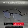 Business Semi-Frame Engineering Fatigue Flat Light Glasses Frame Office Anti-Blue Light Glasses Myopia Glass Frame For Men 6007