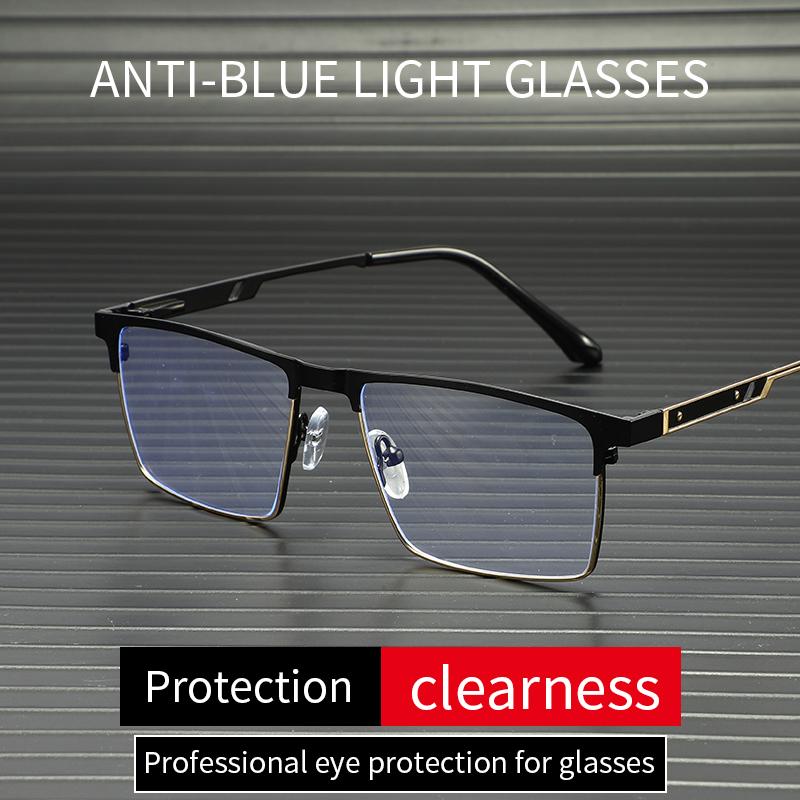 Business Semi-Frame Engineering Fatigue Flat Light Glasses Frame Office Anti-Blue Light Glasses Myopia Glass Frame For Men 6007